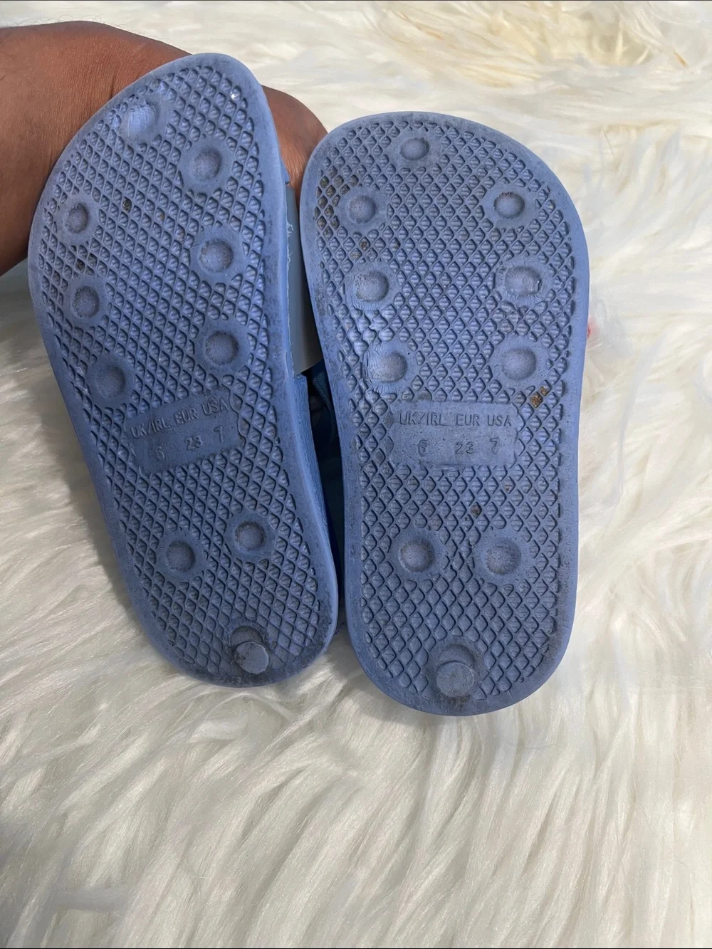 5/$35 2 used pair of Blue Dino Kids Slide Sandals - one is a size 7 & other 5/6